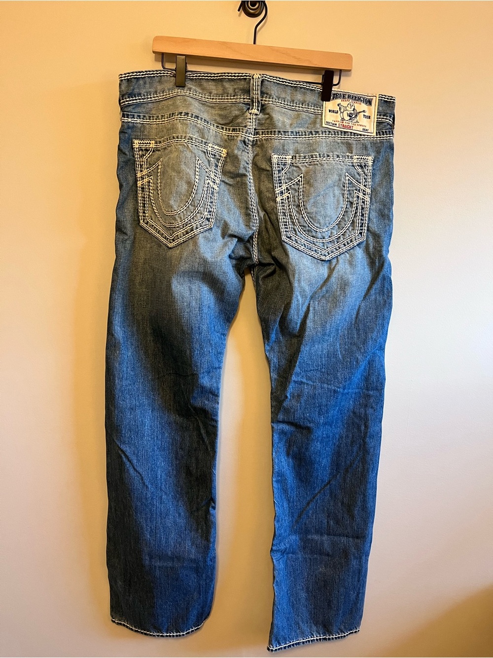 True Religion Men's Blue Distressed Denim Jeans - Picture 2 of 7